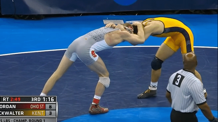 Bo Jordan executing a Cut-Back finish at the 2016 NCAA Championships.