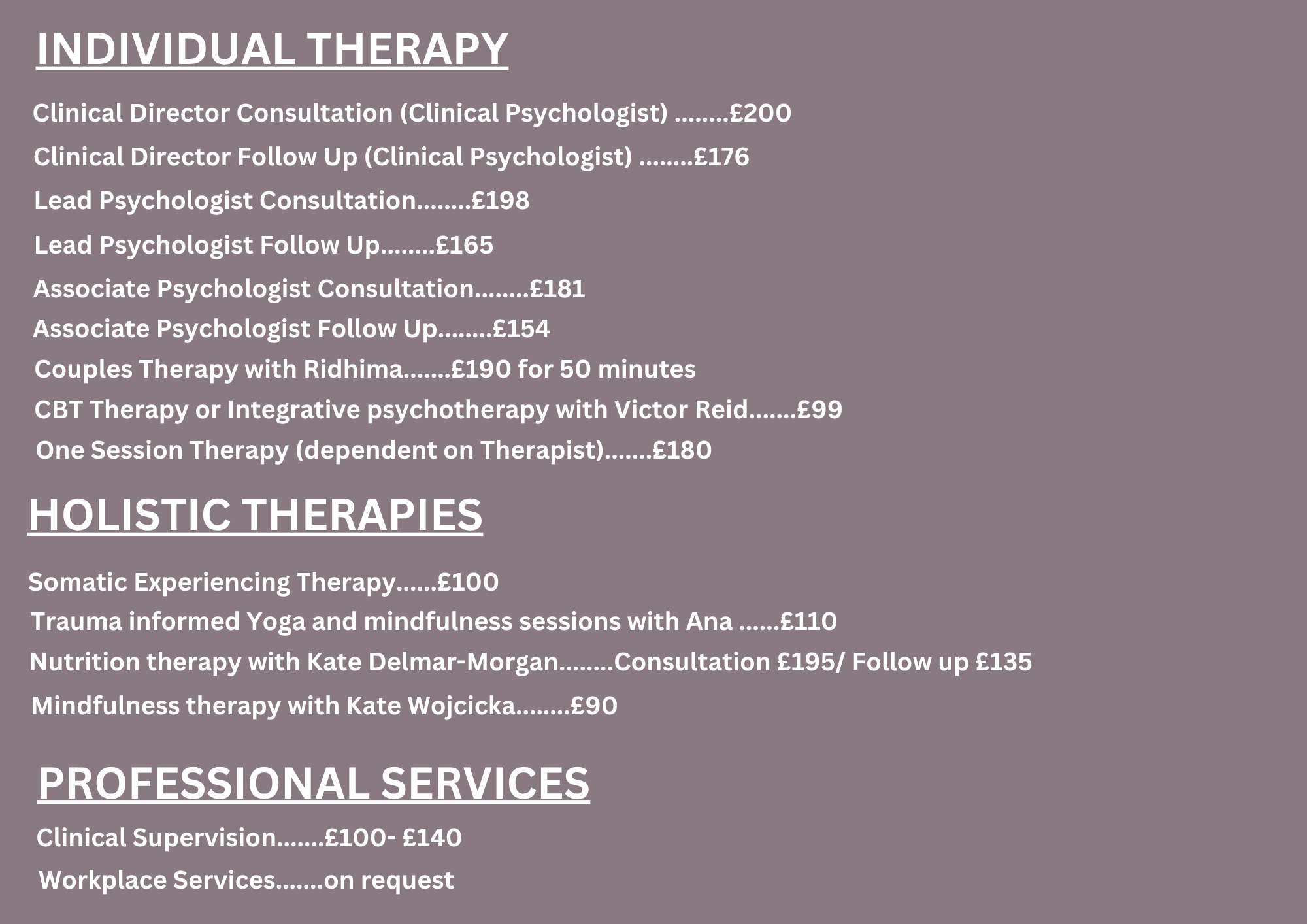 therapy fees london