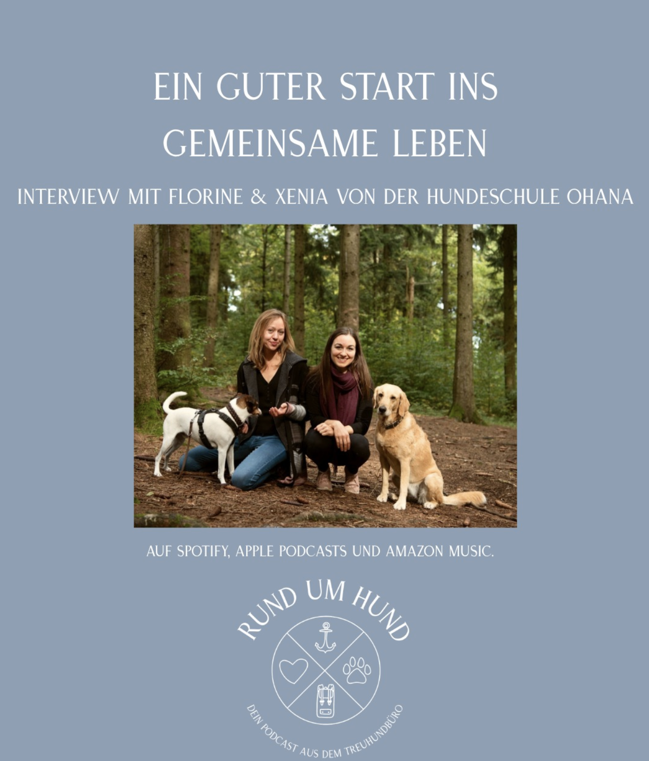 Zwei Frauen mit zwei Hunden im Wald