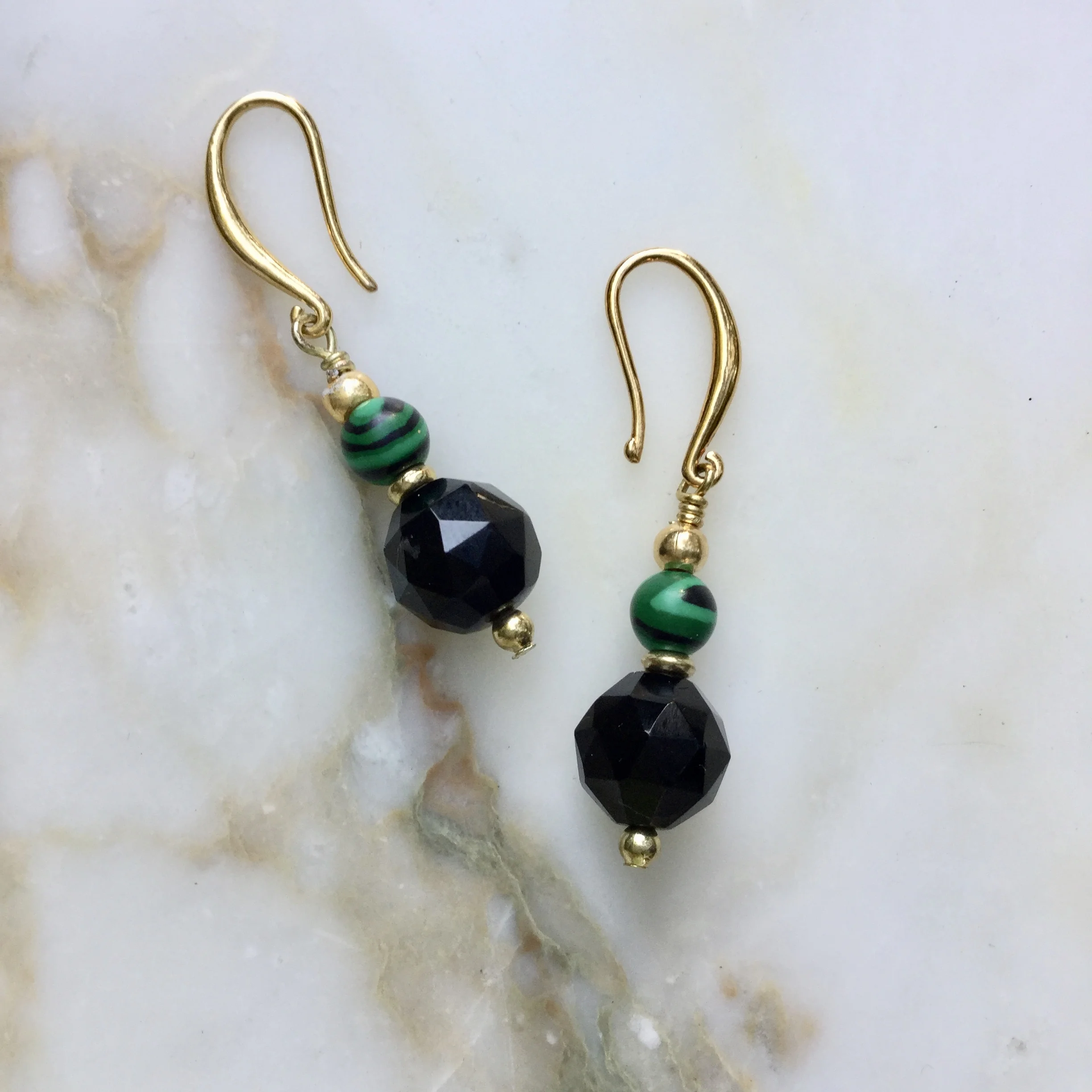 Malachite & Jet Earrings