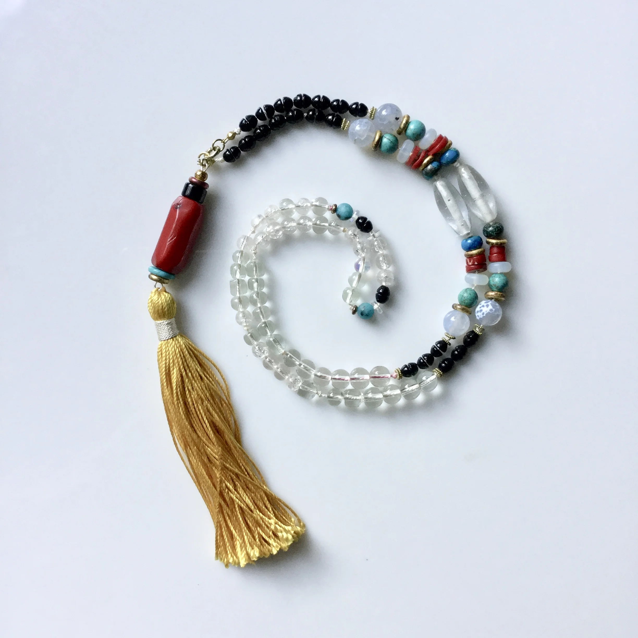 Yellow Silk Tassel Necklace