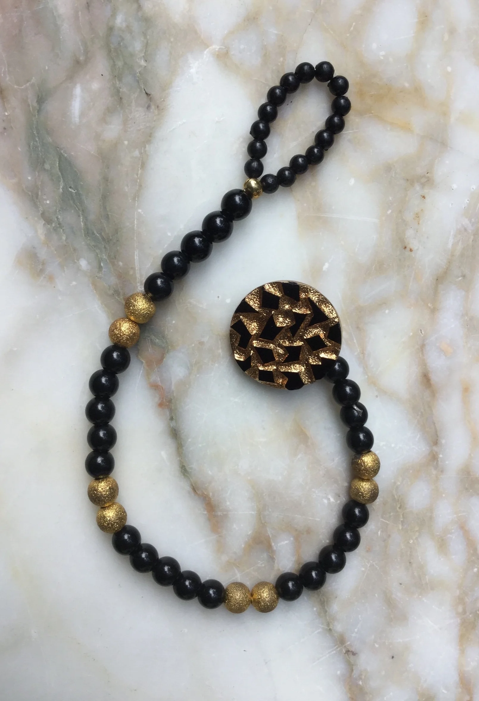 Deco Black &amp; Gold Button Bracelet