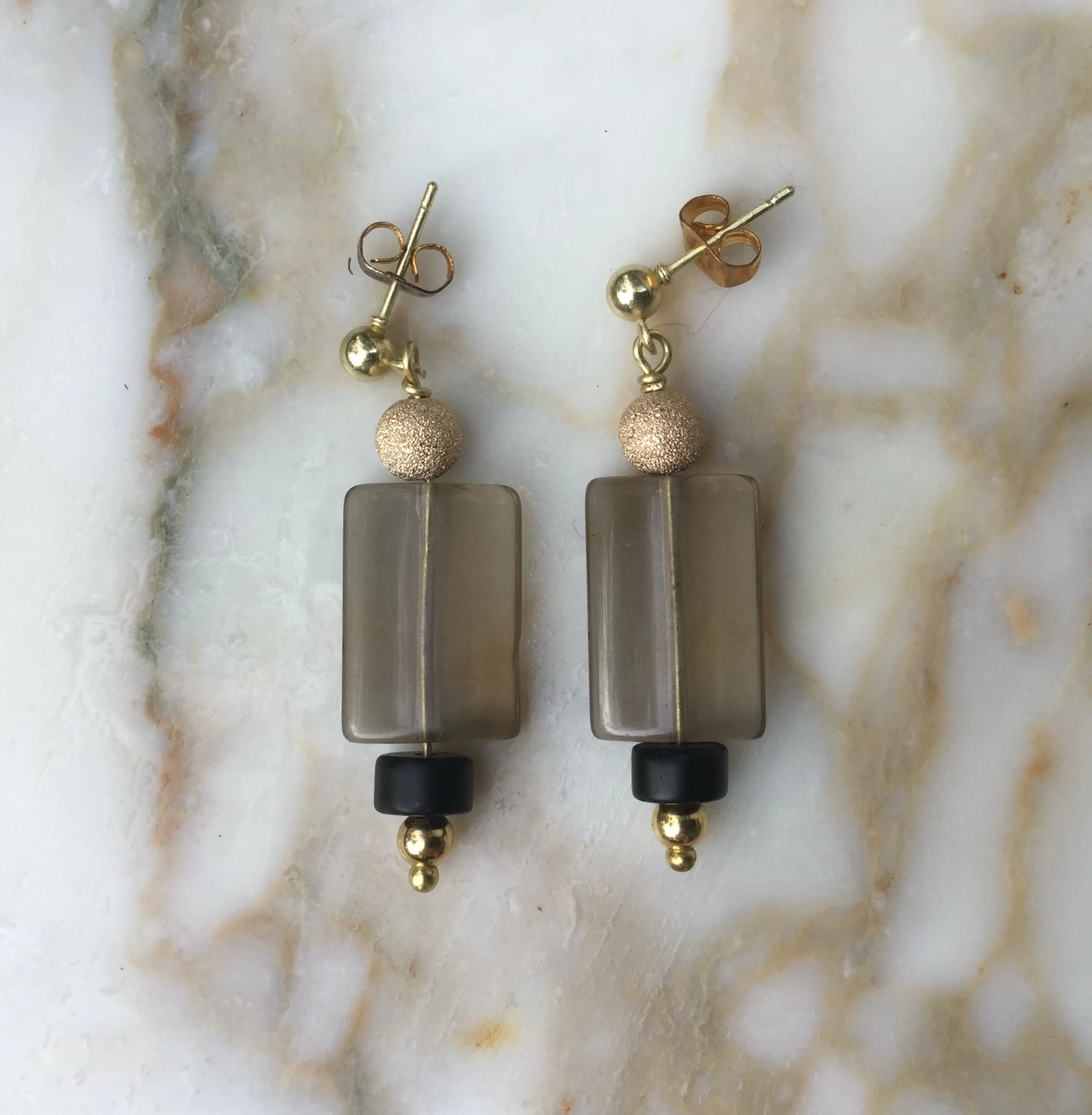 Taupe Rectangle Earrings