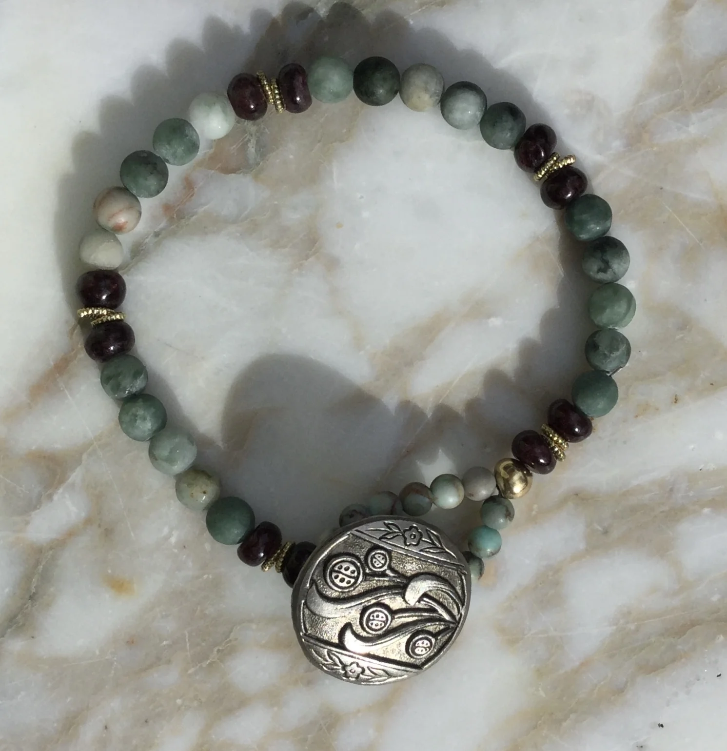 Art Nouveau Jade Button Bracelet
