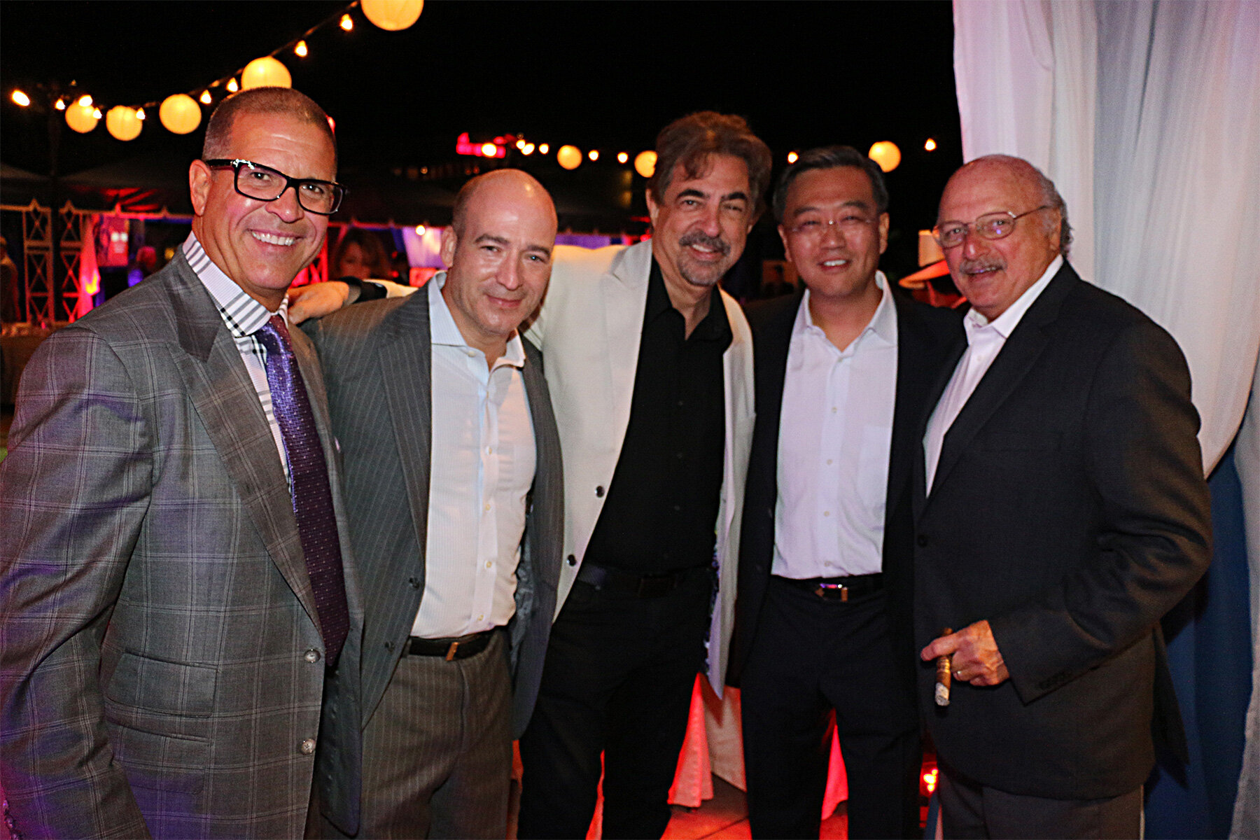 Johnny Lopez (left, executive producer of the Lost City and partner of Platinum Equity), Craig Weiss, Joe Mantegna, Keith K. Park and Dennis Franz