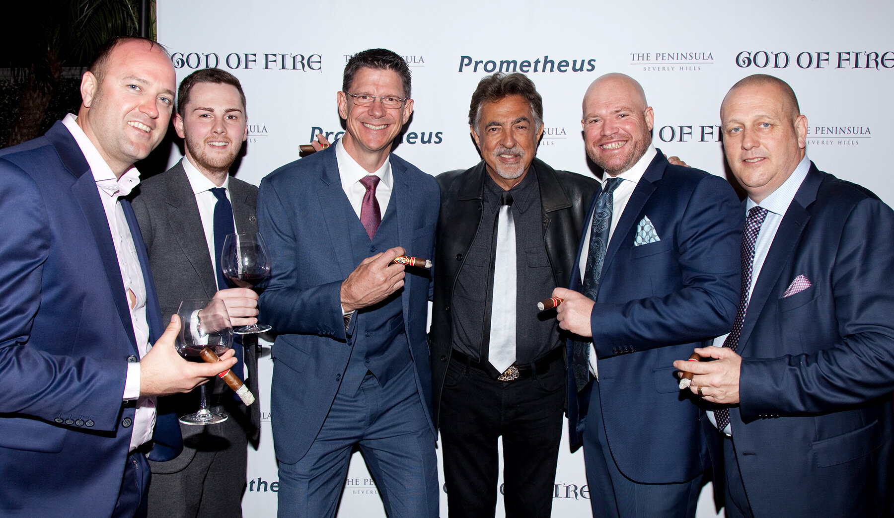  Louie Hancock (from left), Phil Seal, Peter Clements, Joe Mantegna, Simon Devlin, Ian McGivern. Simon Devlin, proprietor of Devlin's Cigar Divan in Perth, Australia, attended the event with his customers. 