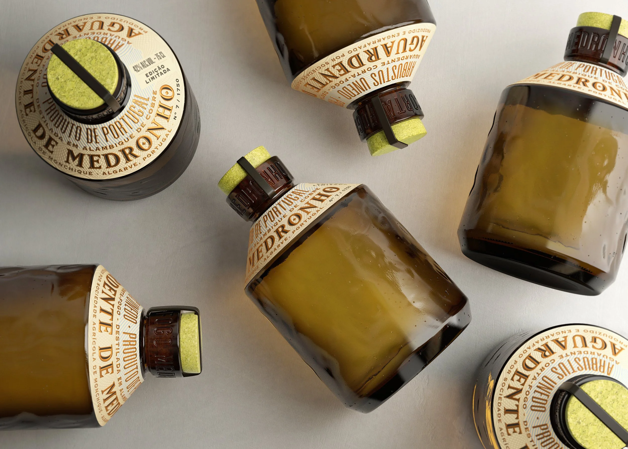 Naming / Branding / Bottle Design / Packaging Design / Label Design for Aguardente de Medronho CORTA-FOGO (Brandy) by BRAVA