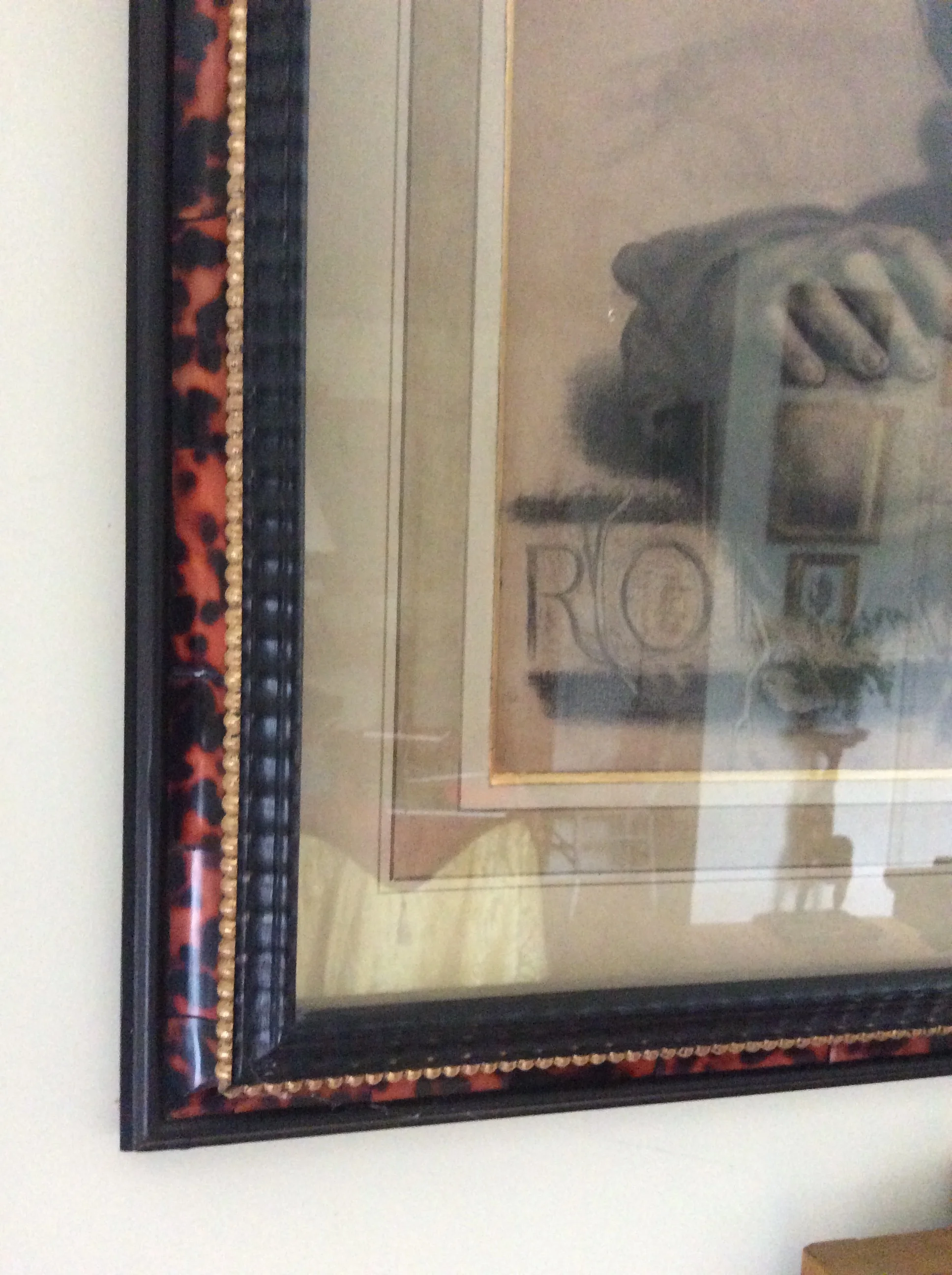  Antique engravings. Frames ebonised, gilded, with simulated tortoise-shell and water-colour-wash Mounts. 