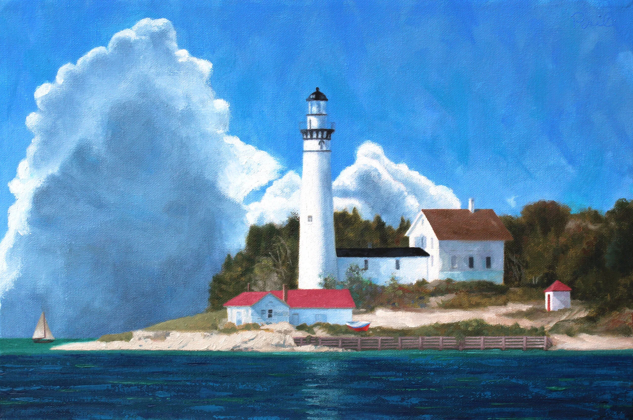 South Manitou Light , oil on canvas, 18 x 24 inches, 2019