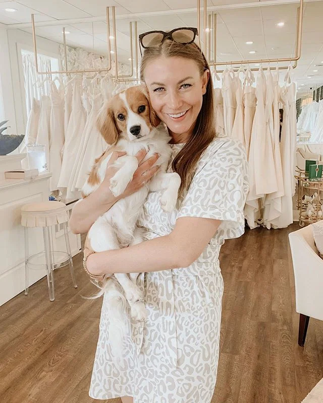 PSA: FREE puppy snuggles with any purchase from @unveiledlittlerock today only! 😆🐶😍 I&rsquo;m joking...the free pup snuggles seem to be the usual around there.😉 Thanks for letting me get my bridal gown fashion fix with you today, @camdennutt_ . @