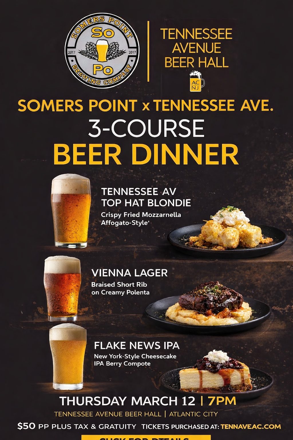 Somers Point Brewing Company & Tennessee Ave Beer Hall 3-Course Beer Dinner