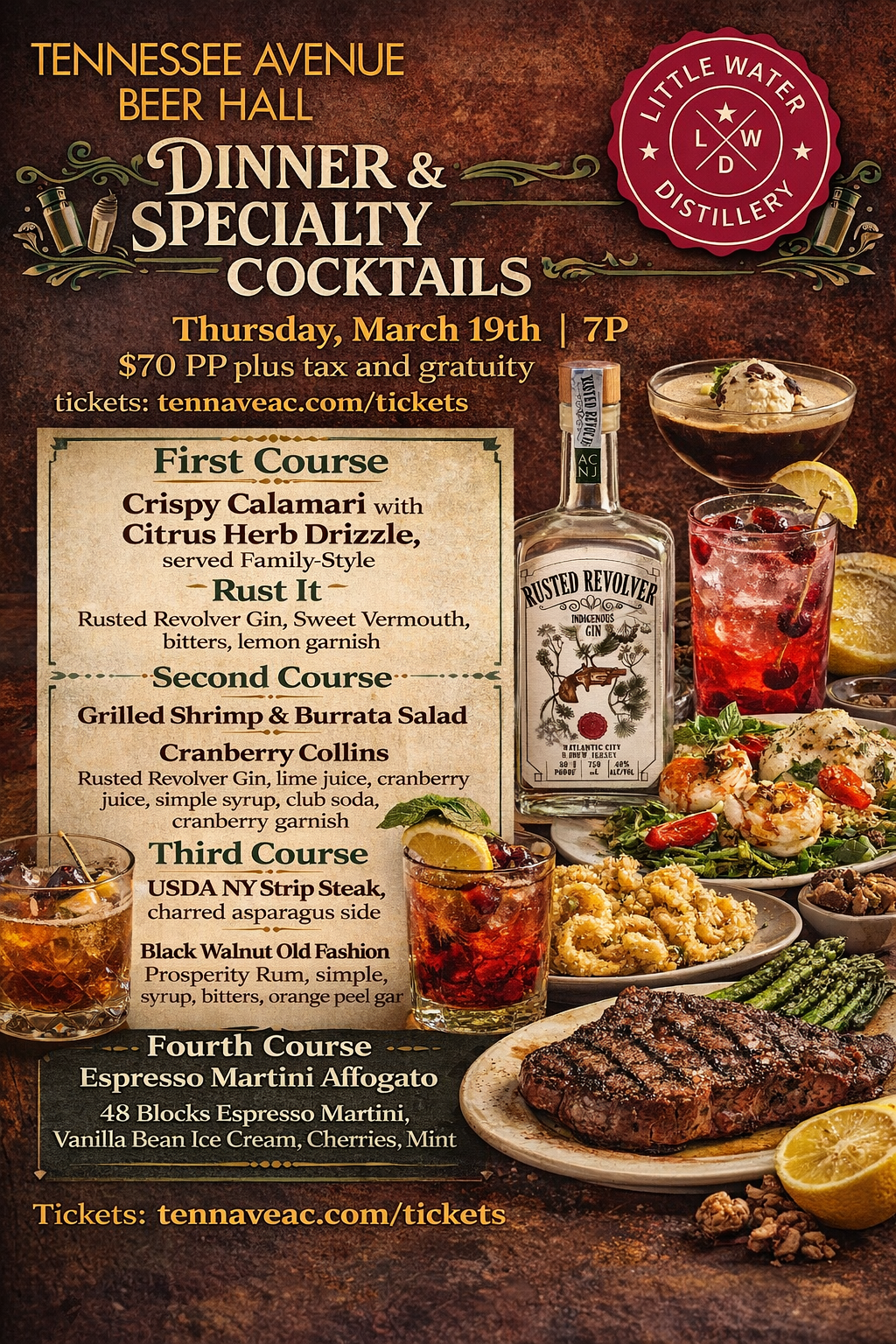 Little Water Distillery Gourmet Dinner & Specialty Cocktails Experience