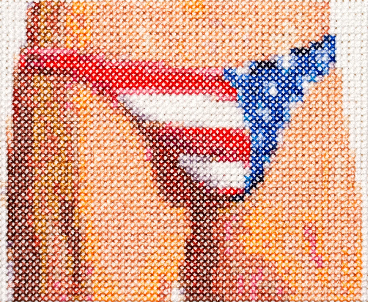 american junk 2 Cotton thread on aida cloth 4.25 x 5.2 inches 2017