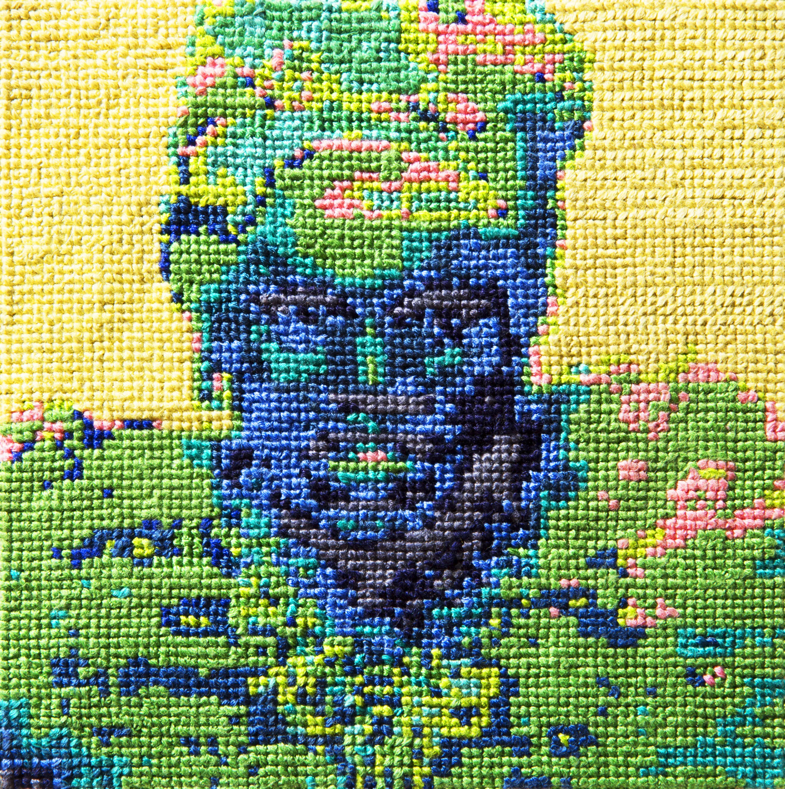 Frame 03 By Maggie Ginestra Cotton thread on aida cloth 5 x 5 inches 2013