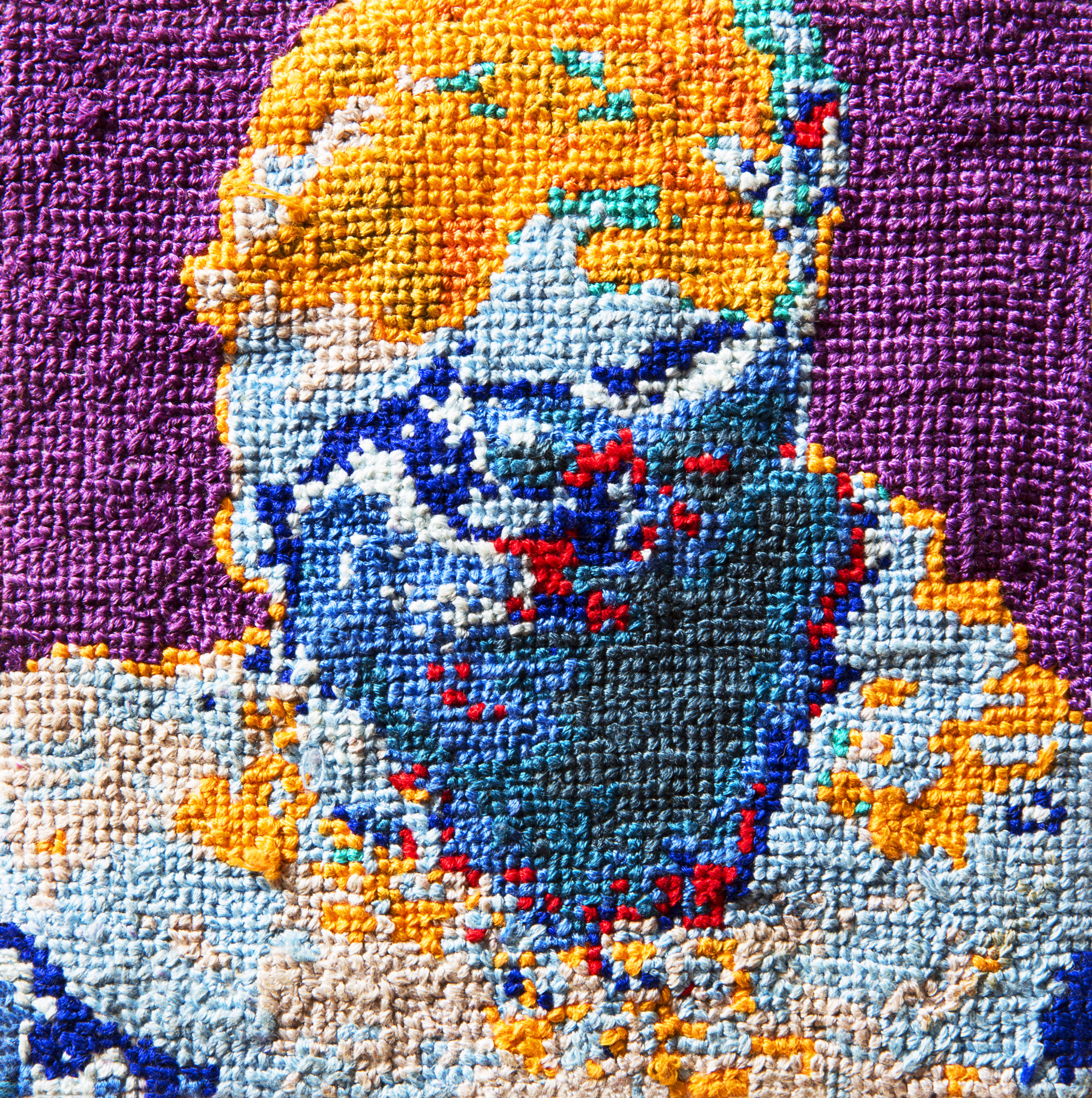   Frame 08   By Brooke Hatfield  5 x 5 inches  Cotton thread on aida cloth  2013 