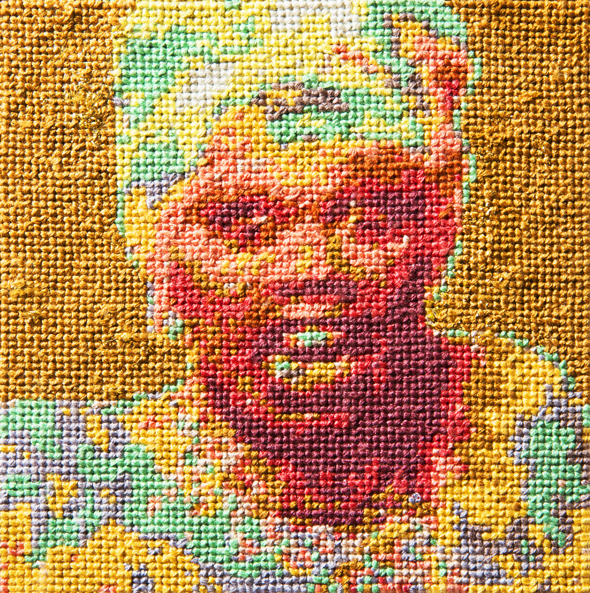   Frame 10   By Clay Butterworth  5 x 5 inches  Cotton thread on aida cloth  2013 