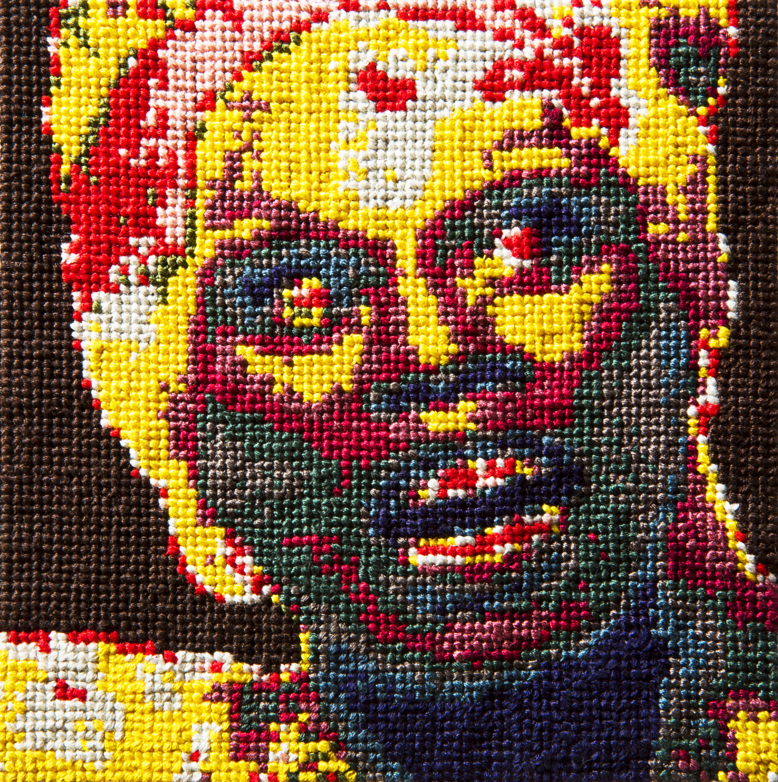   Frame 16   By Rachel Burnstein  5 x 5 inches  Cotton thread on aida cloth  2013 