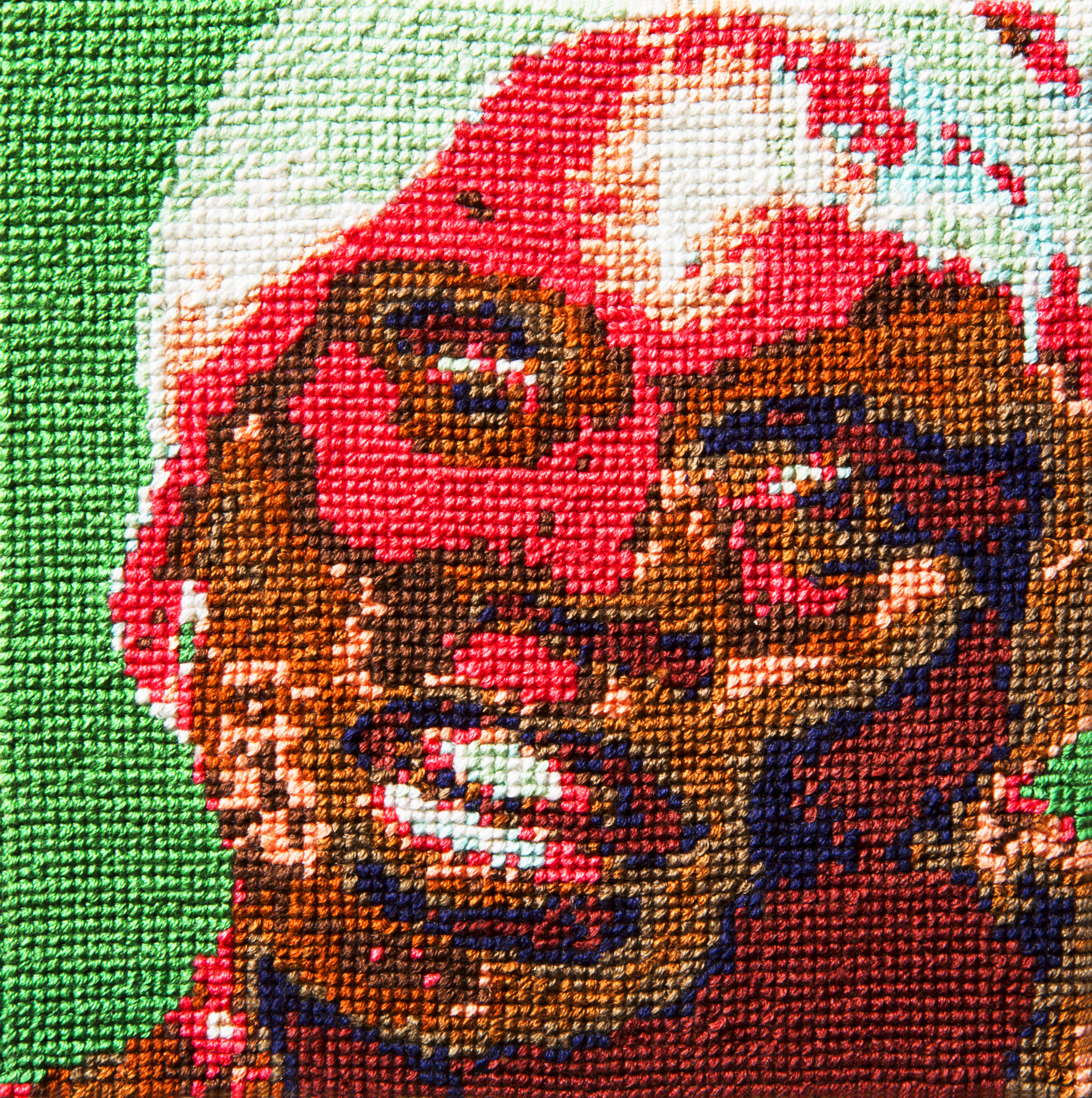   Frame 35   By Drew Watts  5 x 5 inches  Cotton thread on aida cloth  2013 