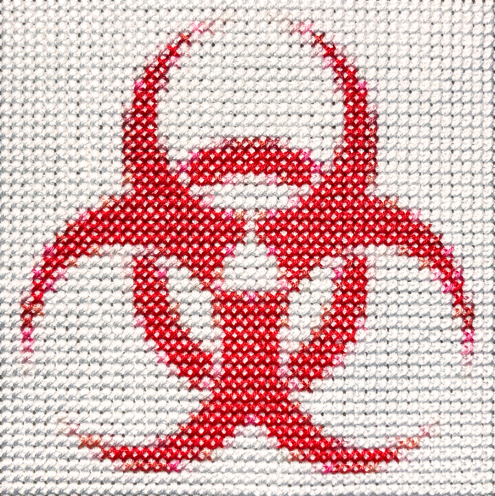 biohazard Cotton thread on aida cloth 4 x 4 inches 2018