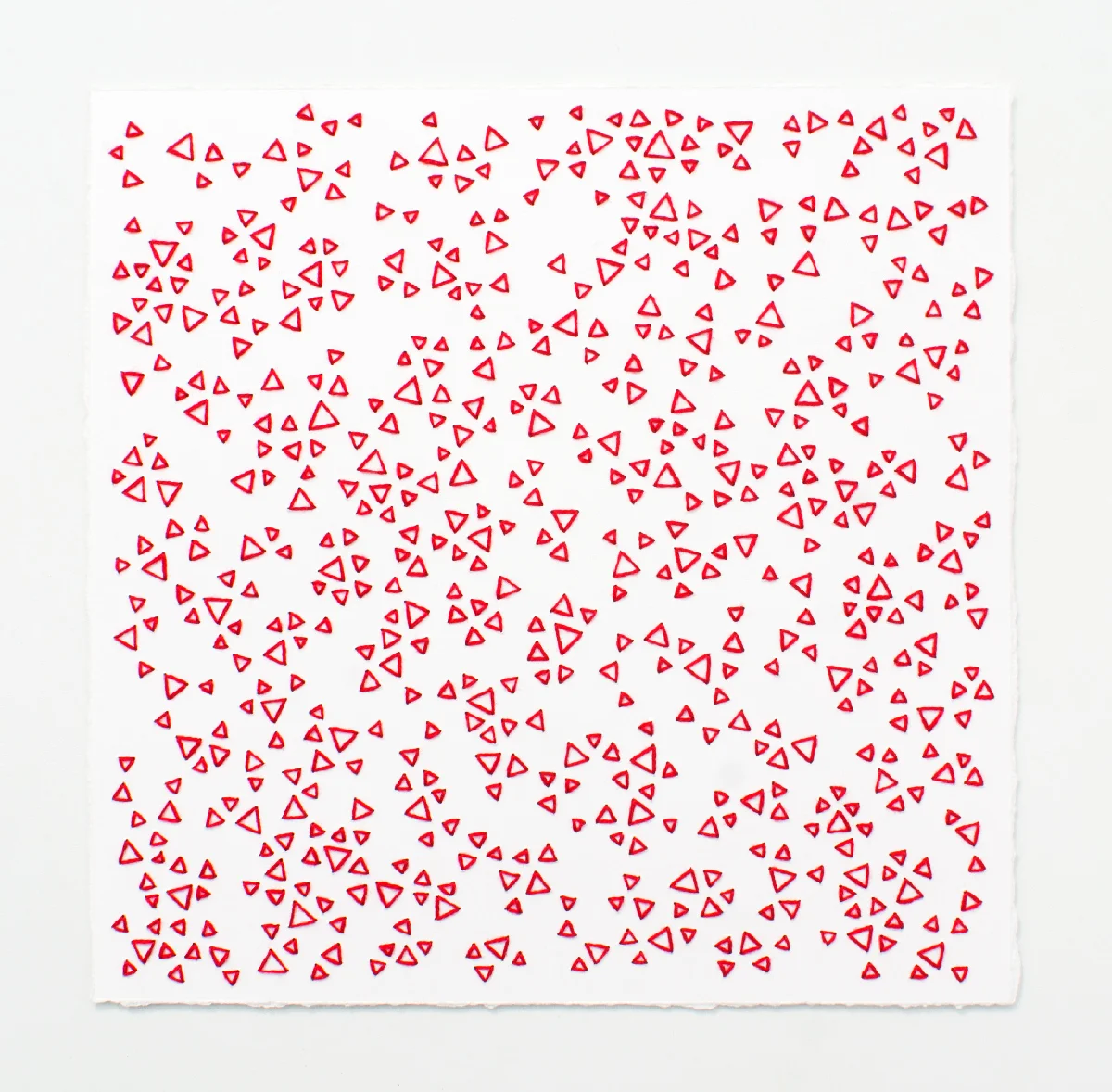 break (red) Cotton thread on paper 7 x 7 inches 2017