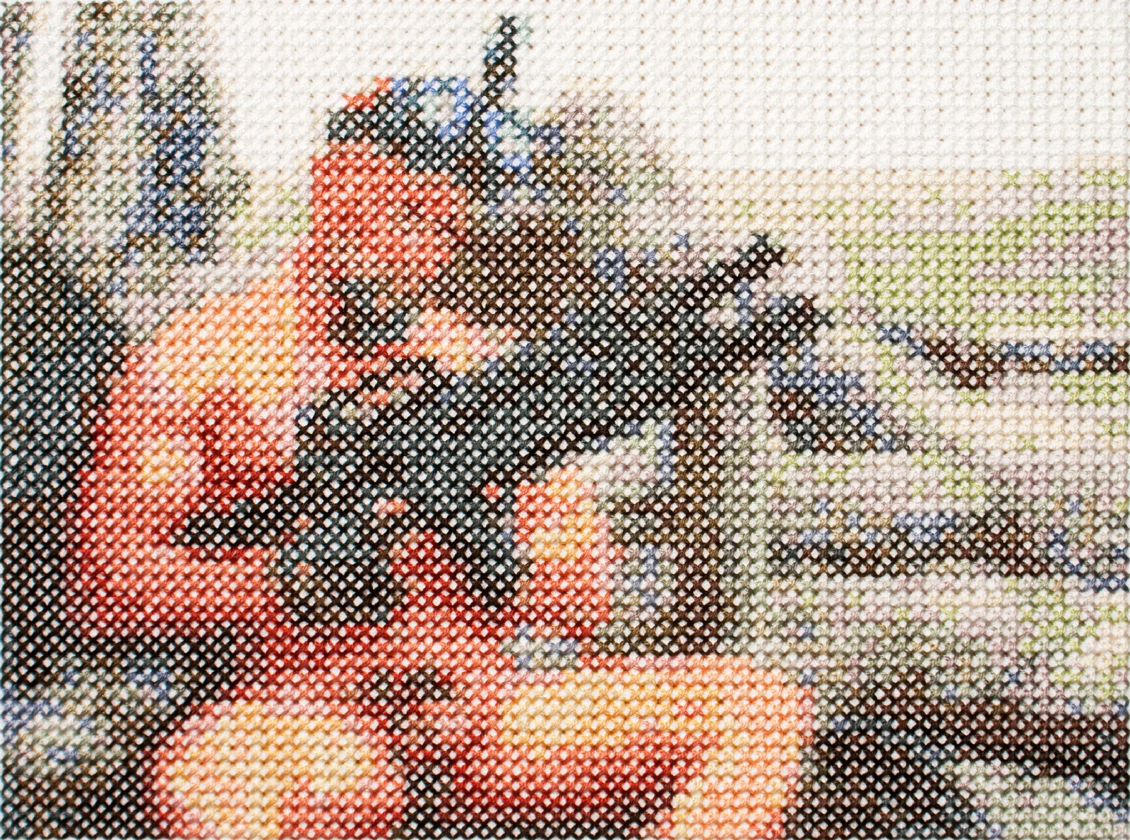 commando Cotton thread on aida cloth 5 x 6.6 inches 2017