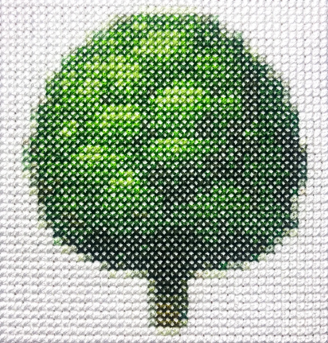 tree Cotton thread on aida cloth 4.8 x 4 inches 2019