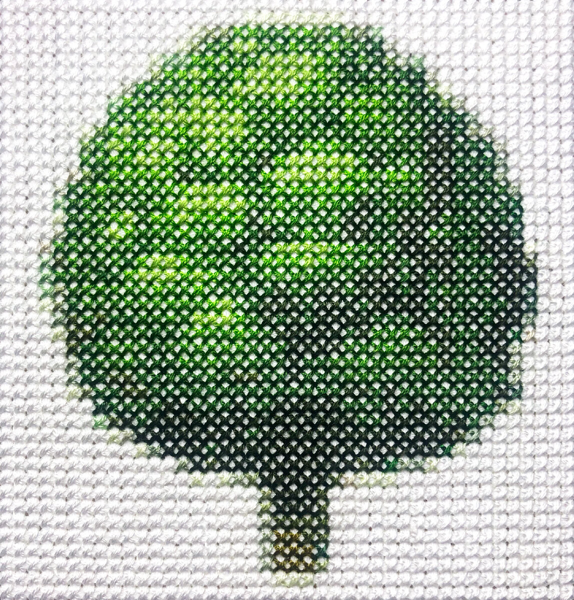 tree Cotton thread on aida cloth 4.8 x 4 inches 2019