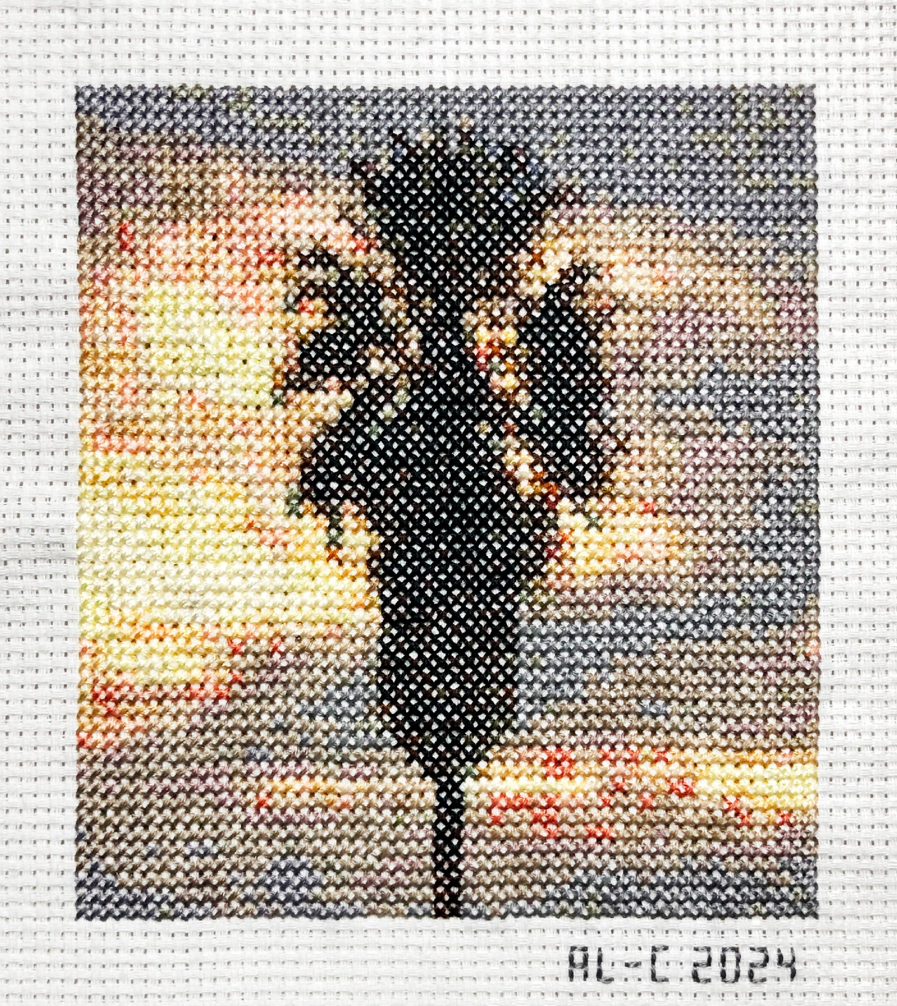   Palms 19   Cotton thread on aida cloth  2024 