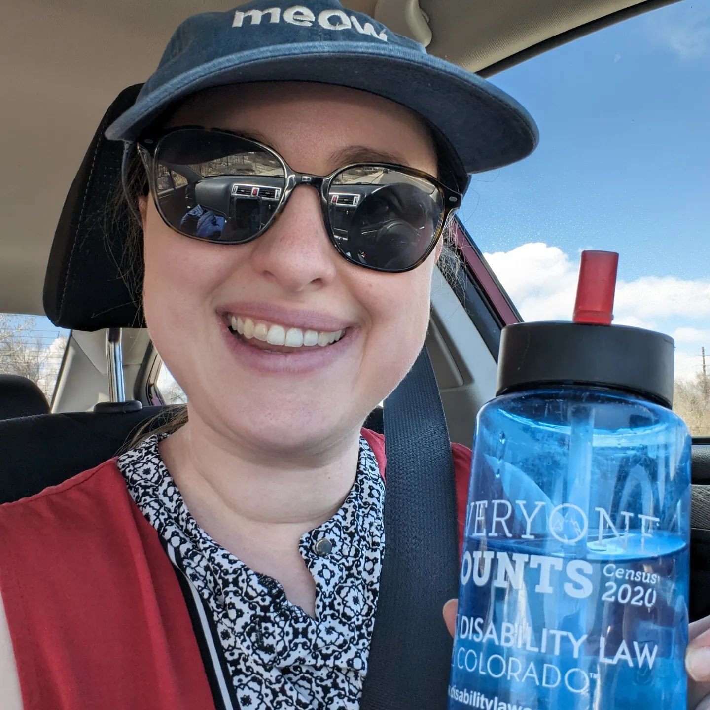 The final prompt is to share your emotional support water bottle! I have lost or broken many of my favorite water bottles (with cats on them), but I do love this one I got at a resource fair. The straw helps for easy access to remember to stay hydrat