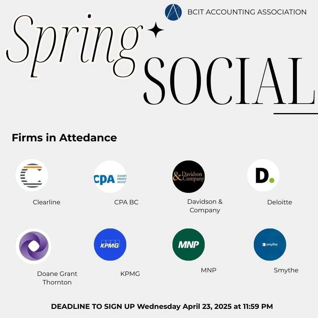 Friendly reminder for our most anticipated event of the year, SPRING SOCIAL!

Get the chance to meet 8 public practice firms at Craft Beer Market False Creek (85 W 1st Ave, Vancouver, BC V5Y 0C4)

OPEN TO ALL STUDENTS!!

We have extended our sign-up 
