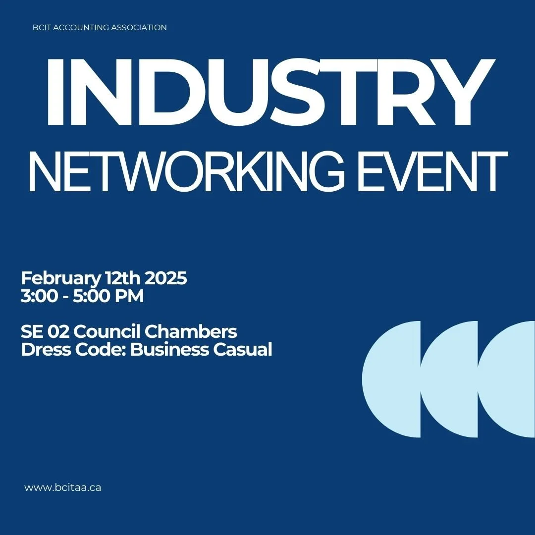 BCITAA gladly invites you to our Industry Networking Event, a function where you can engage with industry leaders, explore potential career opportunities, and expand your professional network! Food and beverages will be provided, as well as a chance 