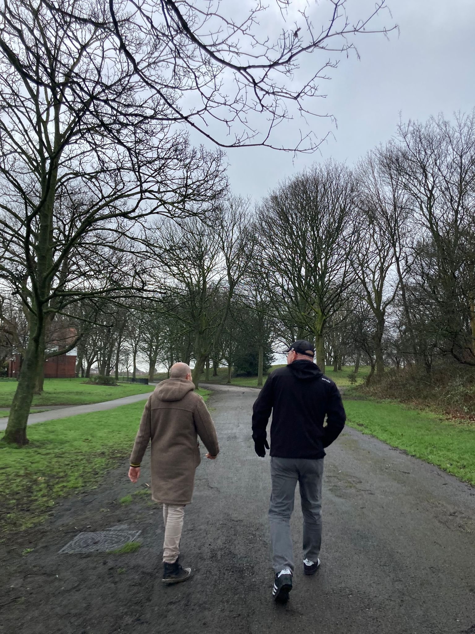 Phil & Bernard Walking through park 2 .jpg