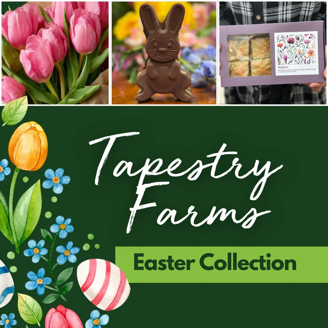Introducing our Easter Collection! 🌺🐰 We are so excited to offer the cutest and most delicious Dubai Chocolate Bunnies you've ever seen! Also available for Easter are flower bouquets and baklava. We hope you'll continue to support our work with a s