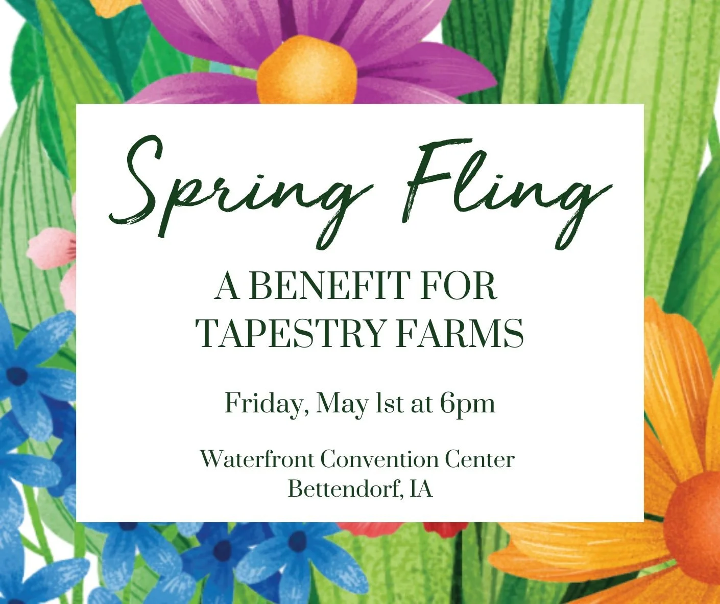 It's the first day of Spring, which makes it the PERFECT day to buy your tickets to our annual Spring Fling benefit! We have a great big fundraising goal and we need YOUR help to reach it! Funds raised at this annual gathering will be used to serve r
