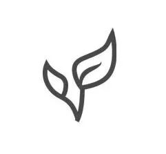 A simple line drawing of two leaves.