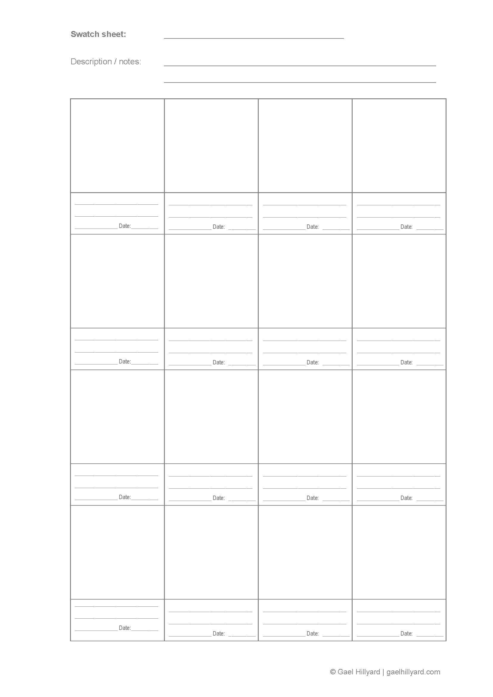 Swatching sheet