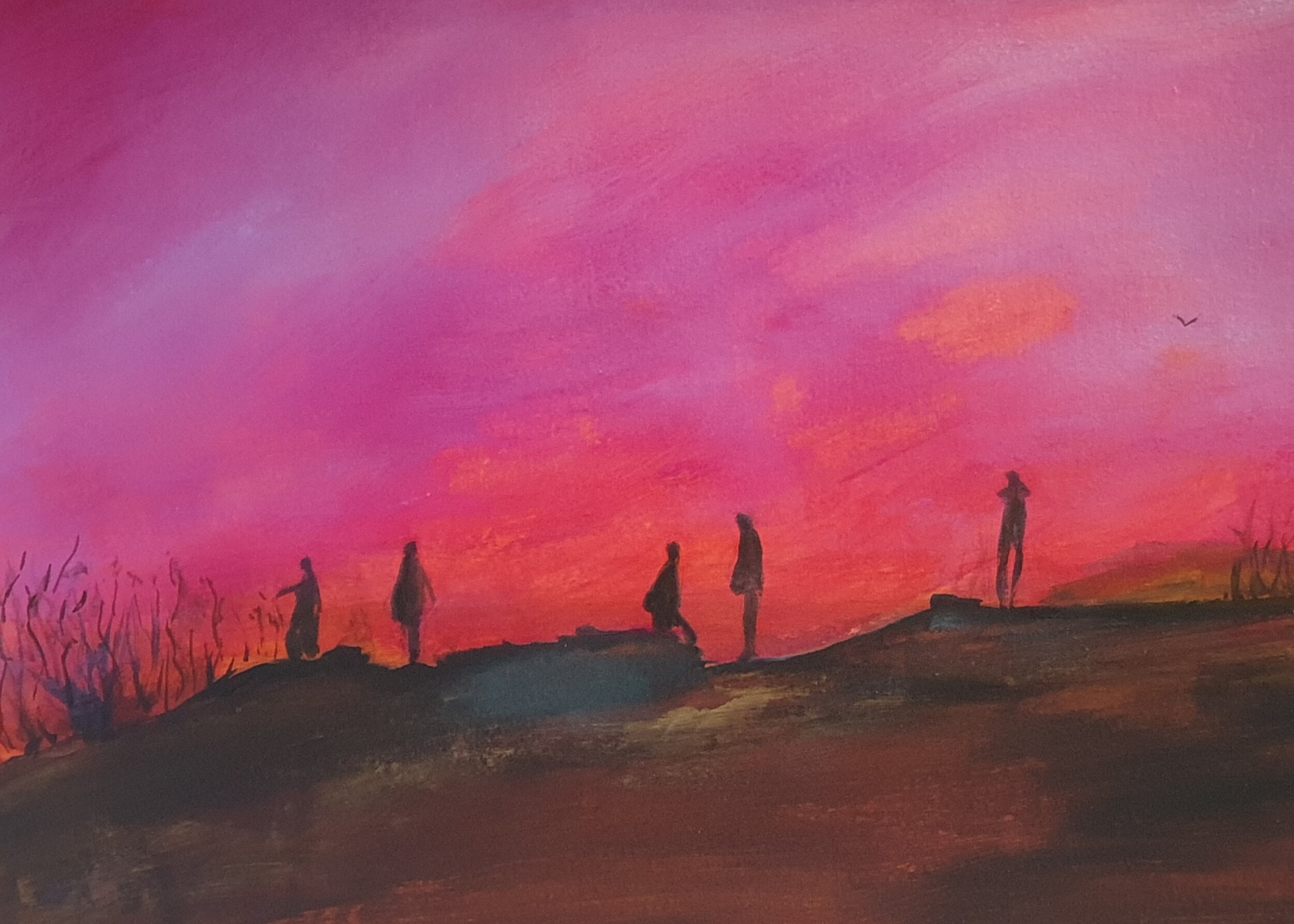 Sunrise at Abriachan - acrylic on paper