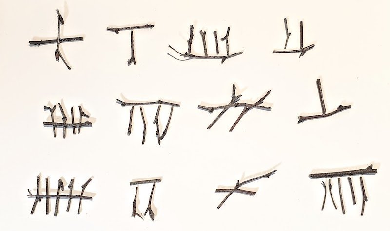 (sold) Ogham Alphabet - birch twigs on paper 