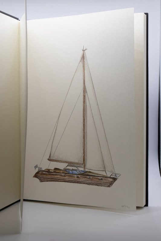 Yacht - coloured pencil (not for sale)