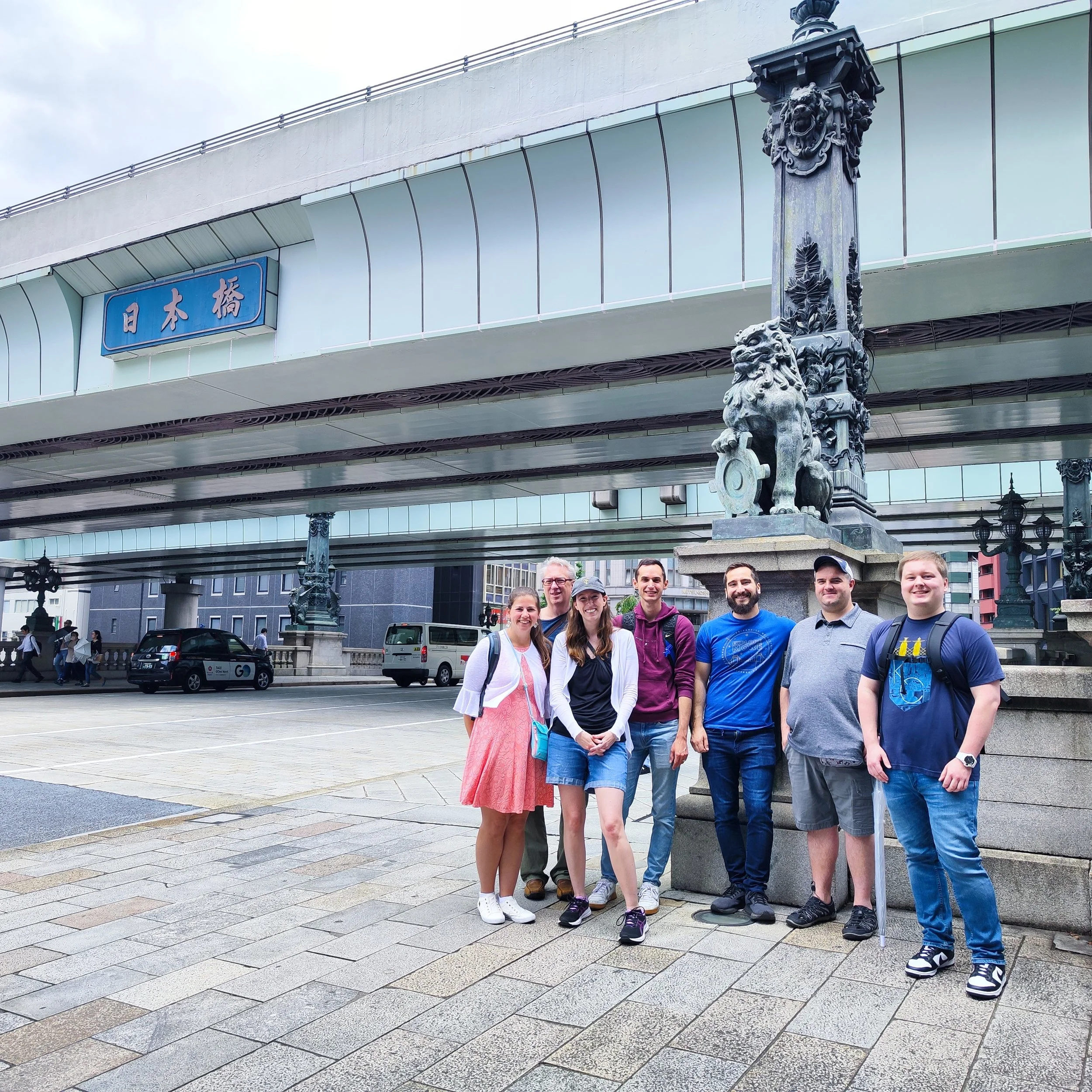 Our Food Tour Guests standing at the Nihonbashi Bridge