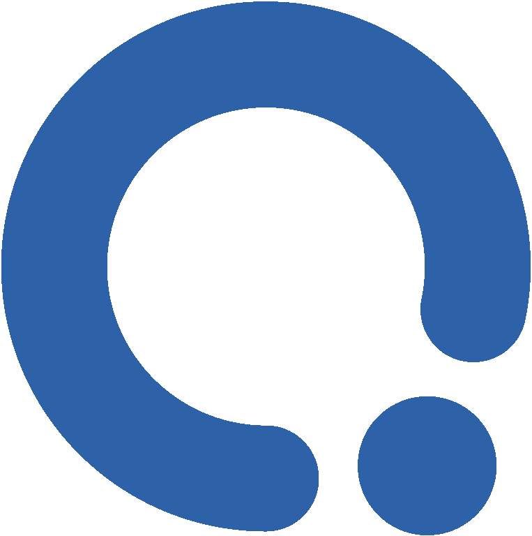 A large blue question mark symbol with a circular dot at the bottom right.