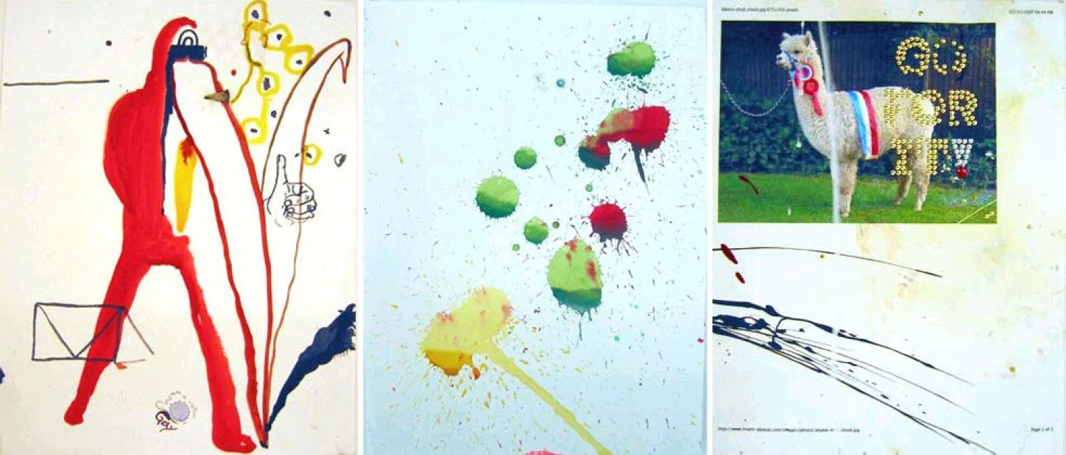 SPENCER SWEENEY, PULLIN TUBES TRIO, 2007, MIXED MEDIA ON PAPER, 304 x 228 / 279 x 203 / 279 x 228 mm, GAVIN BROWN’S ENTERPRISE, NEW YORK