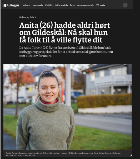 Bli litt bedre kjent med Anita Torsvik og hennes erfaringer med å flytte til Gildeskål. 
