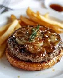 Beef Burgers on a Croissant with Onion Topping
