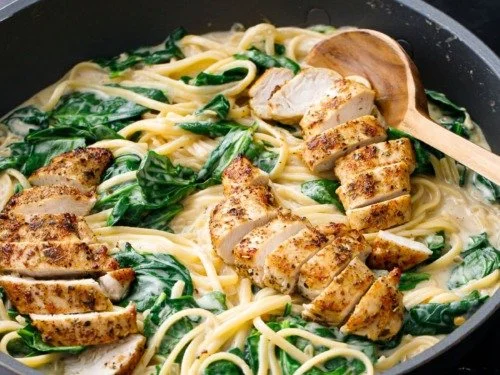 French's Chicken over Garlic Pasta with Spinach.jpg