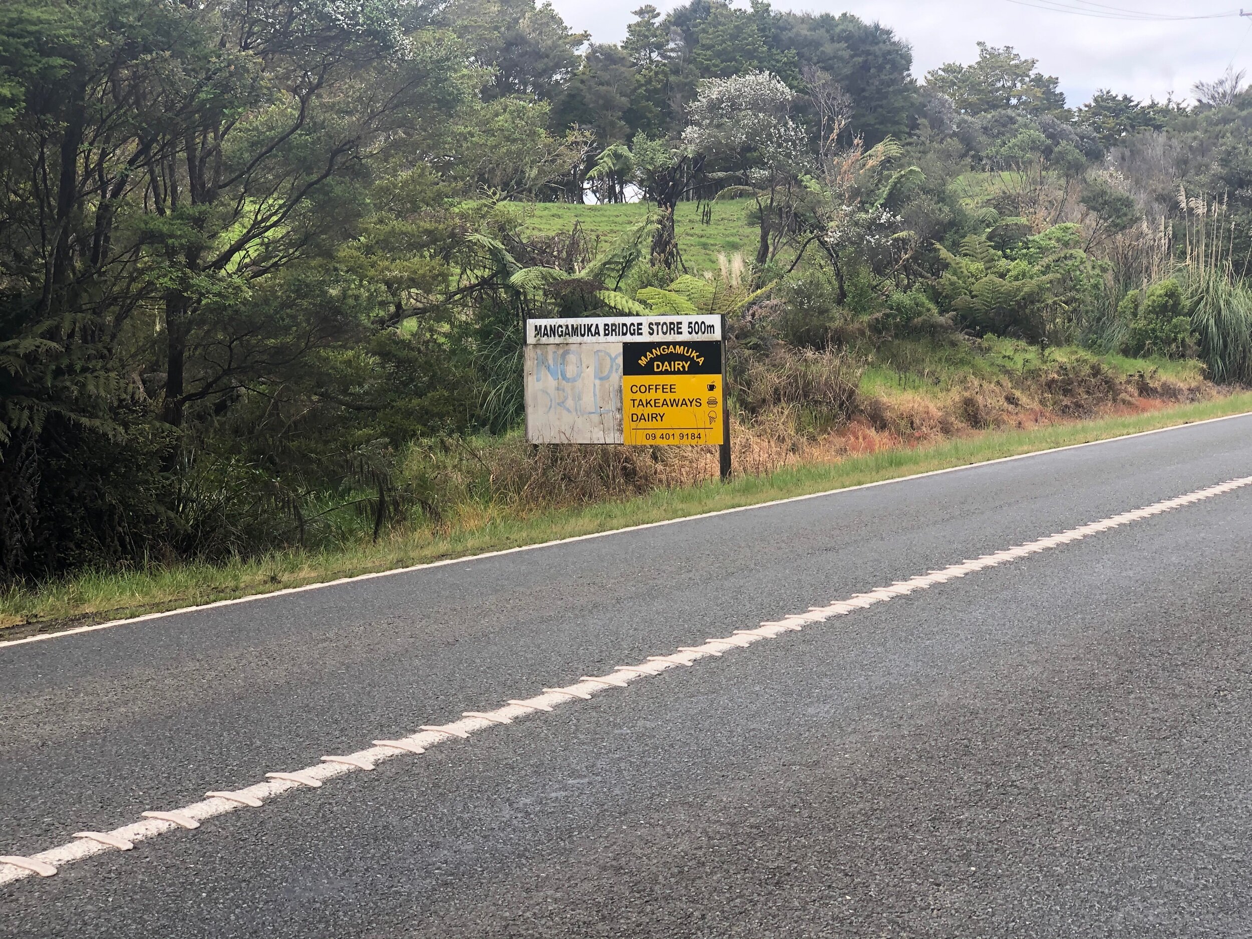 Sign leading up to Mangamuka Dairy