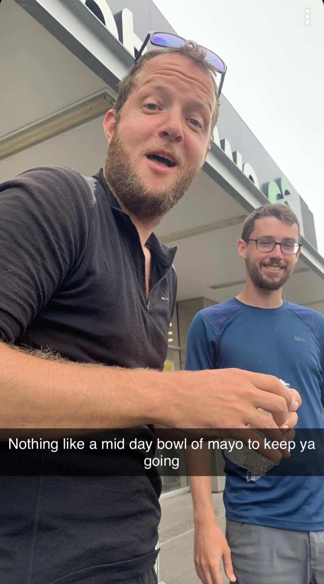 Charlie trying to hide the fact that he’s eating potato salad from the camera