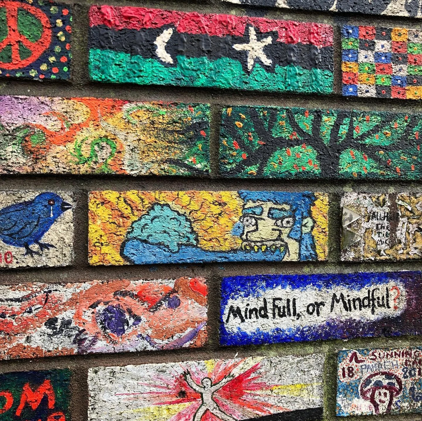 All in all 🎶 
.
.
.
.
#streetart #urbandecay #bristol #bristolart #streetphotography #brickinthewall #illuminati #crying #brick #mindfulness #acidart #peace  #multicoloured #brickwork #peaceforsyria