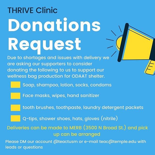 Please consider helping us produce wellness bags for the ODAAT shelter that hosts our clinic! We are unable to order what we normally do due to shortages and long waits. So if you are able to donate or if you know of a business or organization we may