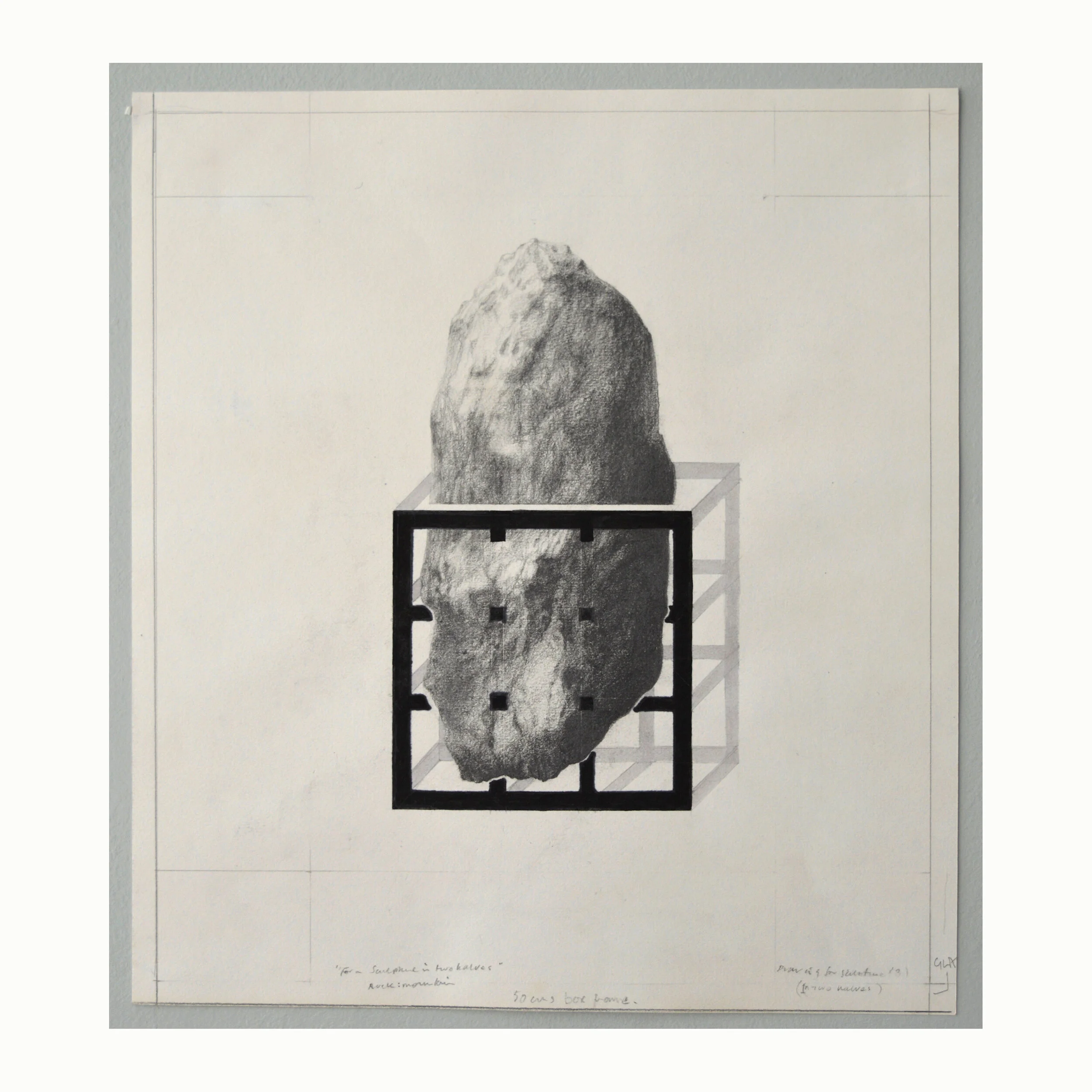 Drawing for a sculpture in two halves 
Rock : Mountain